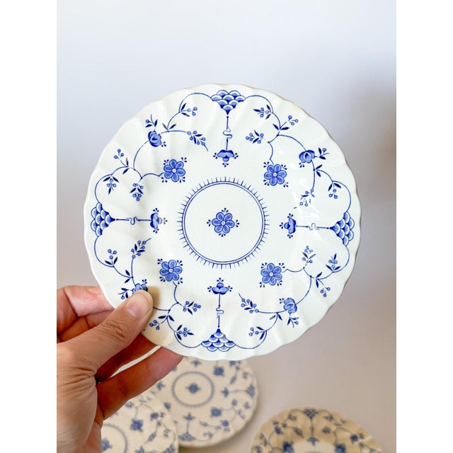 White 1980s Myott Finlandia Blue & White Dessert Plates - Set of 6 For Sale - Image 8 of 11