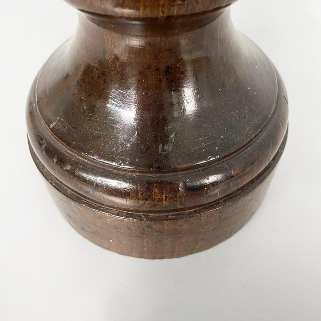 Brown Italian Round Doorstop in Turned Wood, 1930s For Sale - Image 8 of 11