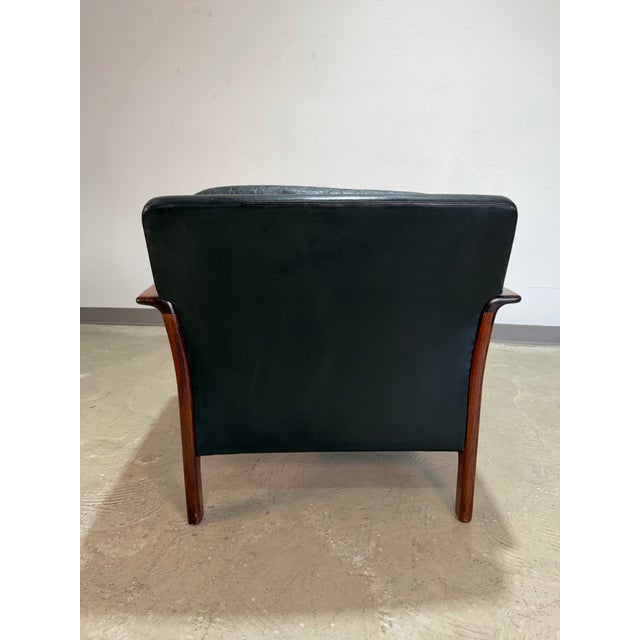 1960s Mid Century Bröderna Andersson Swedish Rosewood and Black Leather Lounge Chair For Sale In Tampa - Image 6 of 12