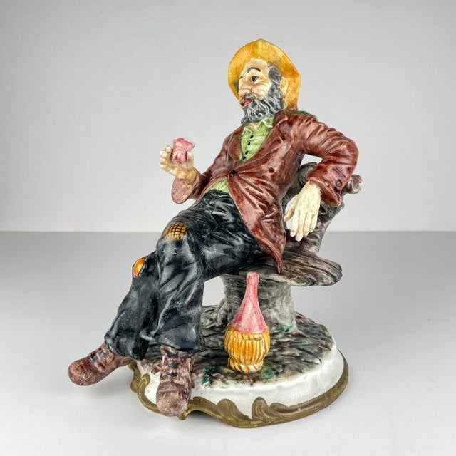 Vintage original ceramic sculpture "Old Man is a drunken" by Bassano made in Italy in the 1974. Bassano ceramics (also...
