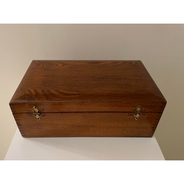 Vintage Ralph Lauren Style Solid Wood Desk / Document Storage Box C.1940s For Sale - Image 11 of 11