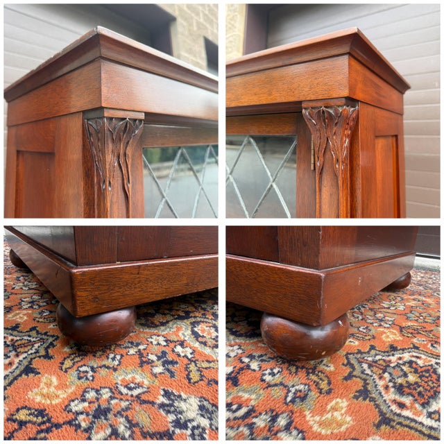 Wood C. 1900 - 1910 Tobey Furniture Premium Hand Made Solid Mahogany Gothic Inspired Library Bookcase - 2 Pieces For Sale - Image 7 of 18