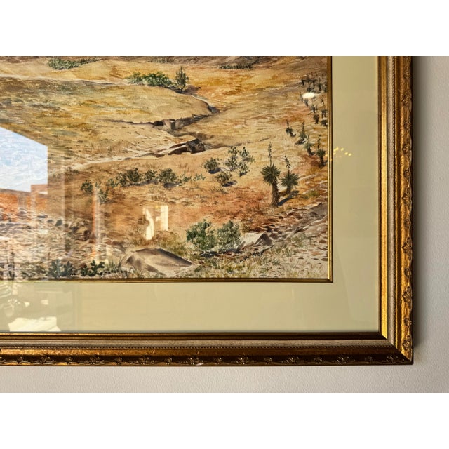 Wood 1980s Vintage Desert Landscape Watercolor Painting by Joe Yeager – Framed For Sale - Image 7 of 12