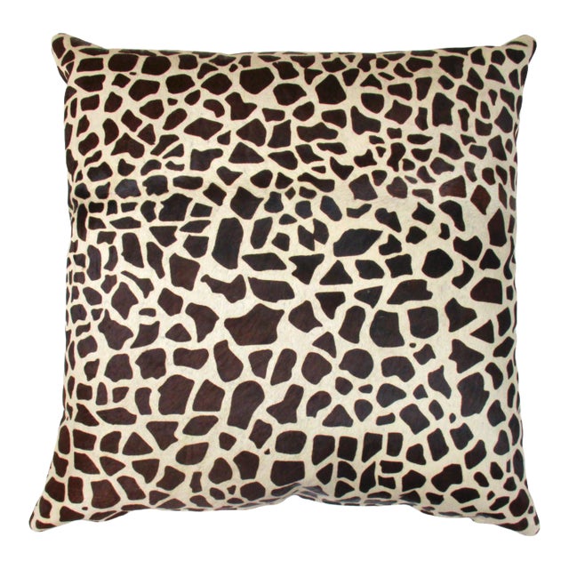 Printed Cowhide Giraffe 20" Pillow For Sale