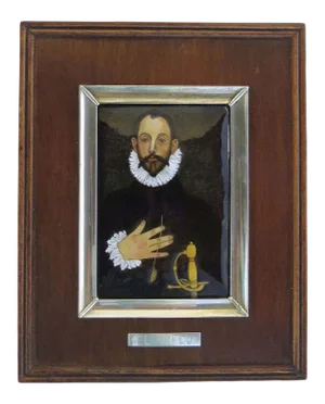 Mid 20th Century Portrait Enamel Painting, Framed