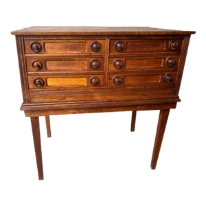 19th Century Antique Oak Spool Chest on Stand