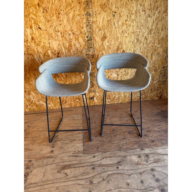 Pair of Bludot of Racer Counter Stools in Marine Tait For Sale - Image 11 of 15