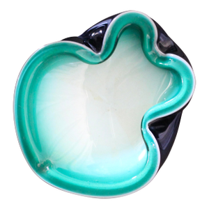 MCM Barbini Murano Biomorphic Green, Black, and White Catchall or Ashtray