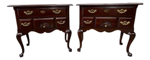 Thomasville Mahogany Two Drawer Large Size Nightstand/ Side Table - A Pair