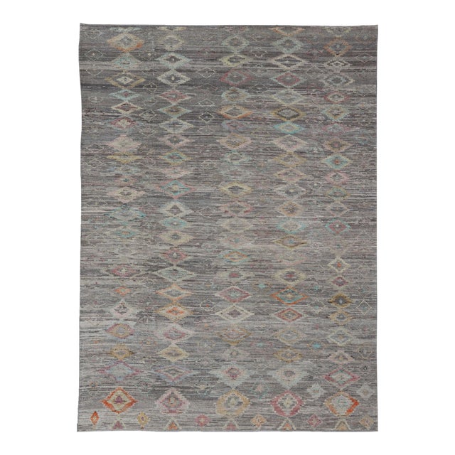 Casual Modern Afghan Tribal Rug by Keivan Woven Arts, 10'1 X 13'10 For Sale