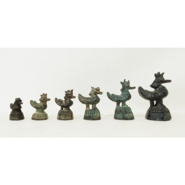 Vintage Six Graduated Opium Weights - Antique Asian - Burma - Bronze - Hintha Bird Duck For Sale - Image 4 of 18