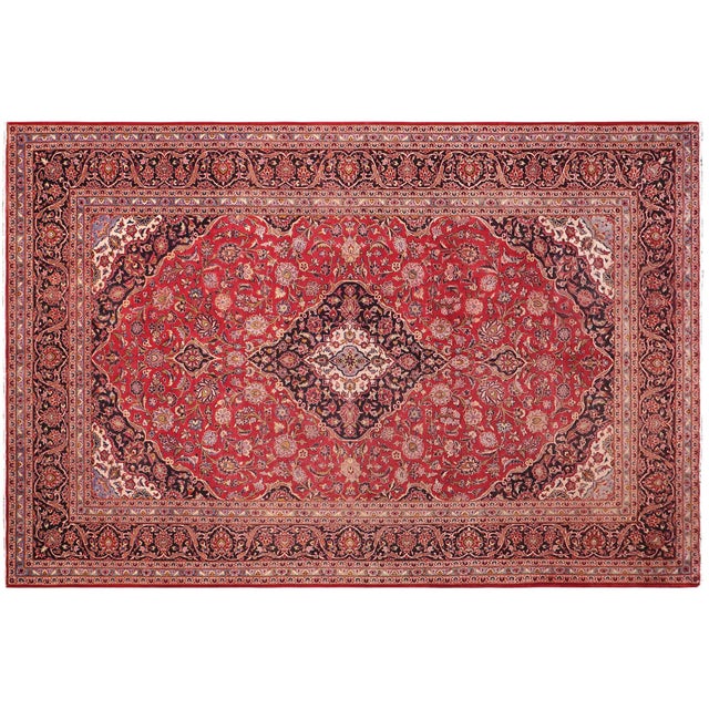 Rustic Persian Red/Black Wool Rug - 9'5'' X 13'1'' For Sale - Image 9 of 10