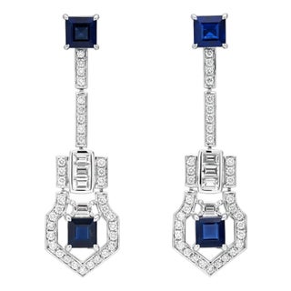 Platinum Sapphire and Diamond Convertible Earrings - Fei Liu, Pair For Sale
