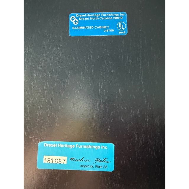 1980s Drexel 'Et Cetera' Chinoiserie Decorated Corner Display Cabinet For Sale - Image 14 of 17