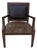 90's Timeless Leopard Print Black Faux Leather Back Mahogany Arm Chair For Sale
