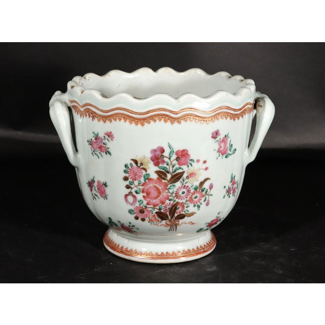 Elegant Tableware: Chinese Export Famille Rose Porcelain Wine Cooler Circa 1775 For Sale - Image 10 of 11