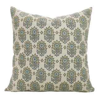 Fabdivine Handmade Block Print, Kusum-Gry, Linen Blend Pillow Cover- 14x36 Inch For Sale