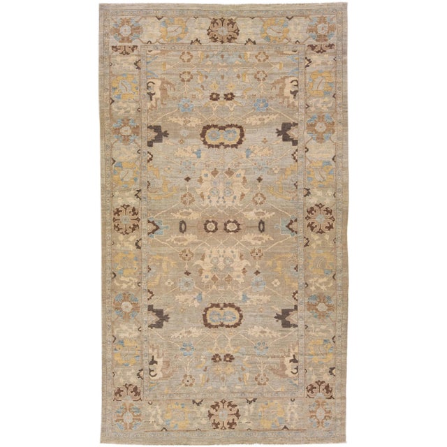 Textile Modern Persian Sultanabad Handmade Brown Wool Rug For Sale - Image 7 of 7