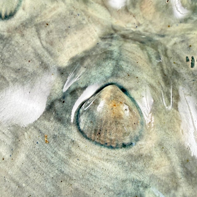 Antique S. Fielding Majolica Oyster Plate, Turquoise & Brown, 1878 For Sale - Image 9 of 10