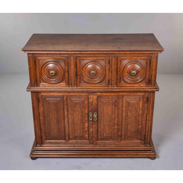 19th Century French Oak Two-Part Cabinet in the Louis XIII Style For Sale - Image 9 of 12