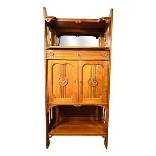 Art Nouveau Walnut Veneered Cabinet with Mirror Top from Nic. Eckel Kaiserslautern, 1890s For Sale