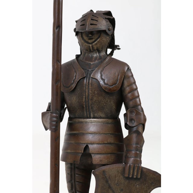 Arts & Crafts Knight Patinated Metal Table Lamp by Hugo Berger for Goberg, 1920s For Sale - Image 9 of 14