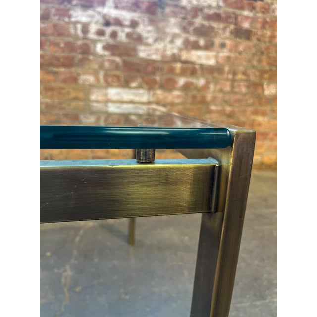 Bronze Late 20th Century Brushed Bronze and Glass Coffee Table For Sale - Image 8 of 11