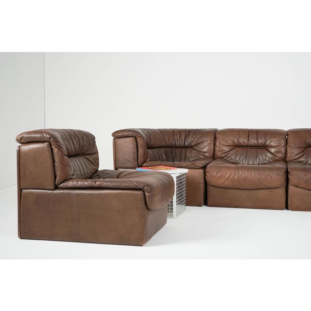 Vintage Modular DS 11 Leather Sofa from de Sede, 1970s, Set of 7 For Sale - Image 13 of 18