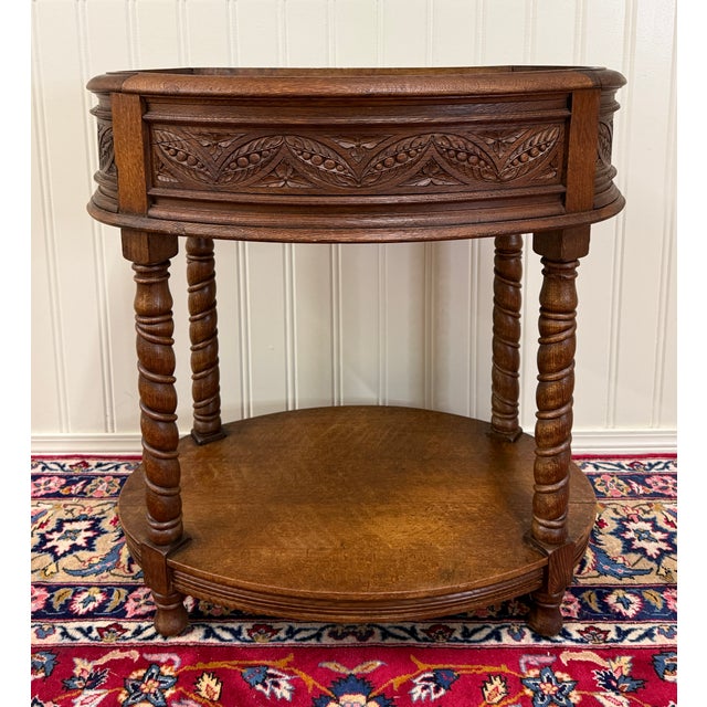 1920s Antique French Oak Barley Twist Standing Planter Jardinière Liner C. 1930s For Sale - Image 5 of 17