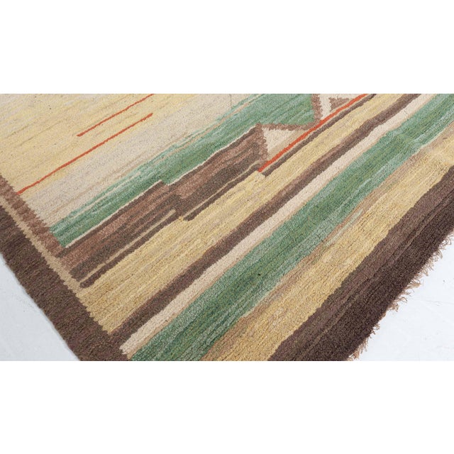 Mid-Century Modern Doris Leslie Blau Vintage Scandinavian Geometric Light Beige Carpet Pile For Sale - Image 3 of 9