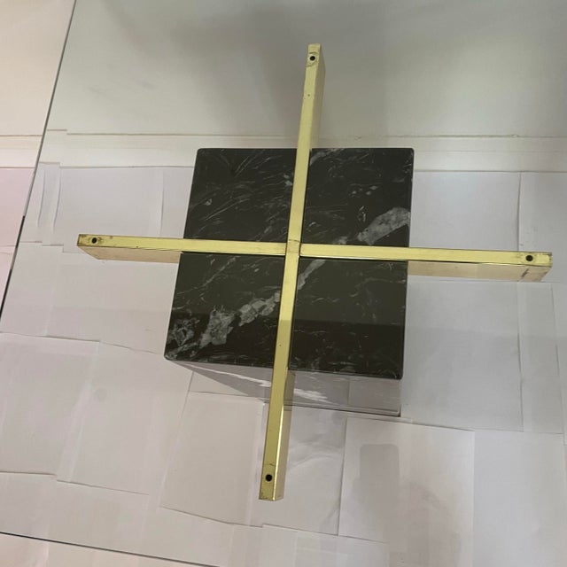 Modern A Pair of Vintage Artedi Black Marquina Marble Glass Side Tables For Sale - Image 3 of 10
