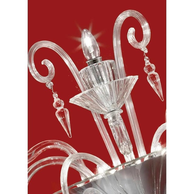 Scenographic venetian wall scoce in trasparent murano glass 5 lights for an imperial wall sconce in contemporary and...