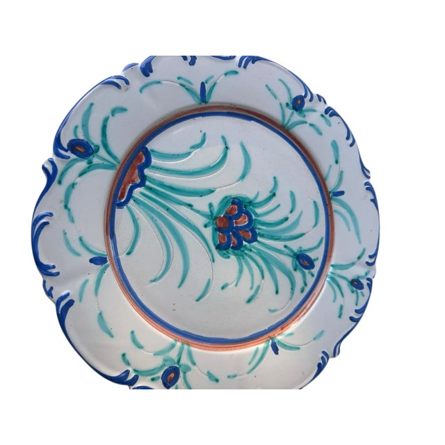 1950s Vintage Italian Hand-Painted Majolica Soup Tureen With Underplate – Faenza Pottery, Blue and Green Floral Design, Italy, Mid-Century European Ceramic For Sale - Image 5 of 9