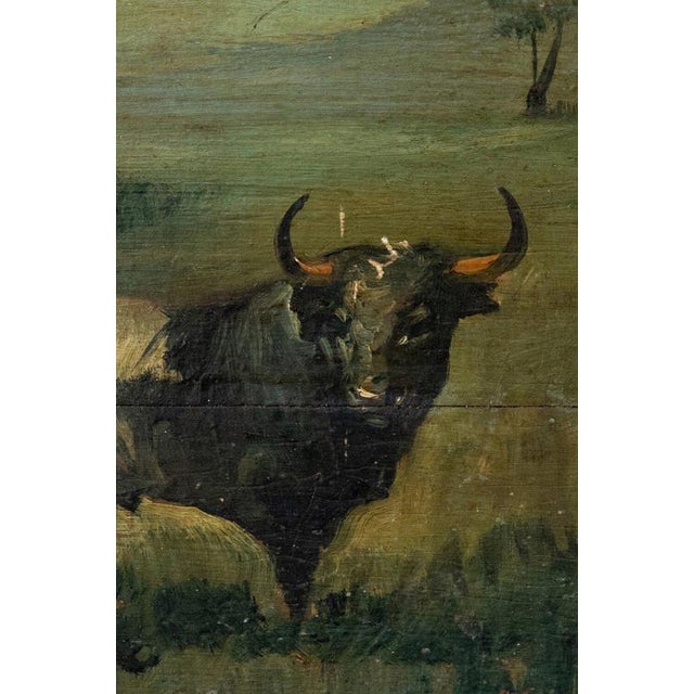 French School Artist, The Camargue Bull, Oil Painting on Board, 19th Century For Sale - Image 3 of 8