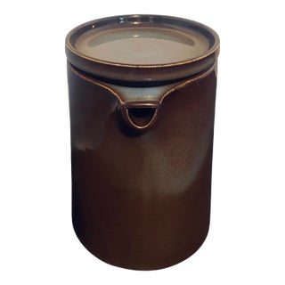 ¿adónde? French Stoneware Pitcher Cylinders Blue Brown Glaze Gutierrez Serin 6” For Sale