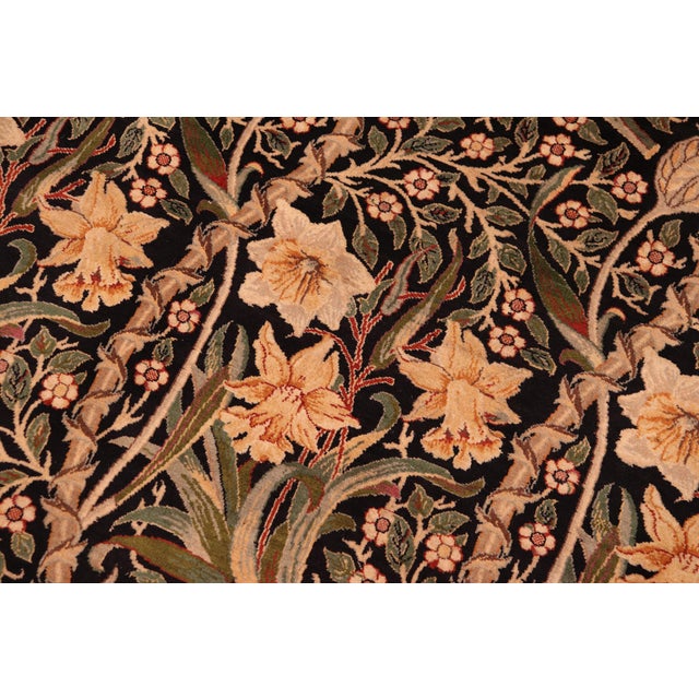 1990s Shabby Chic 1990's Pak-Persian Black/Taupe Wool Rug - 6'1'' X 9'1'' For Sale - Image 5 of 9
