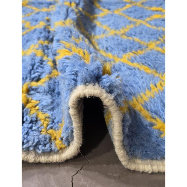 Mid-Century Modern Handmade Blue Moroccan Rug - 8.1 X 4.8 Ft For Sale - Image 3 of 8