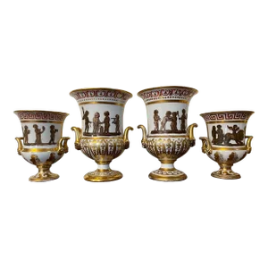 1810s George III Coalport Porcelain Neoclassical Mantel Vases Urns - Set of 4