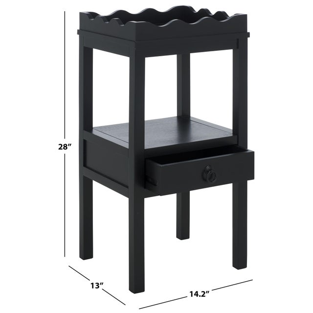Contemporary Darlyn Scalloped 1 Drawer Accent Table in Matte Black For Sale - Image 3 of 9