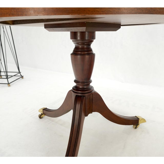 Baker Banded Mahogany Two Drawers Round Drum Gueridon Center Table Pencil Inlay For Sale - Image 11 of 11