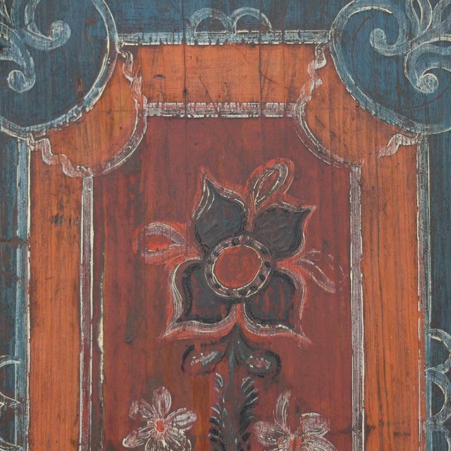 Rustic Farmhouse Painted Folk Art Bridal Cabinet For Sale - Image 9 of 16