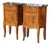 Pair of 19th Century French Louis XV Inlaid Walnut Marble-Top Bedside Tables For Sale