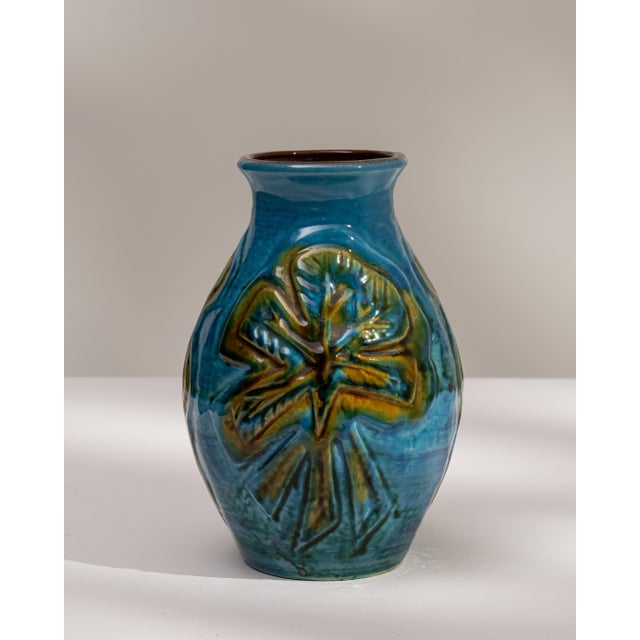 1960s Germany Blue Ceramic Vase For Sale - Image 15 of 18