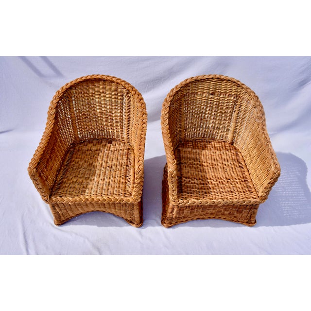 Chestnut Michael Taylor Wicker Lounge Chairs For Sale - Image 8 of 8