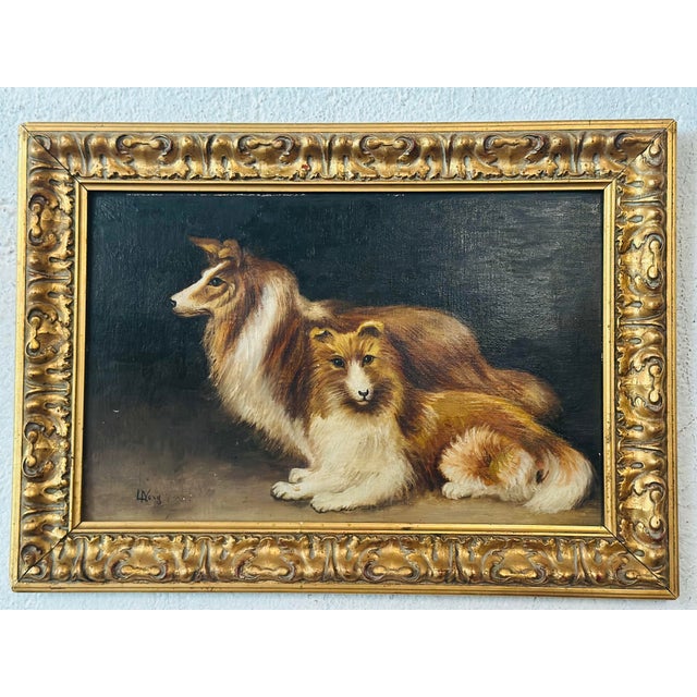1960s Vintage Dog Painting, Framed For Sale - Image 5 of 6