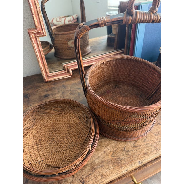 Brown 1950s Traditional Chinese Wedding Basket For Sale - Image 8 of 9