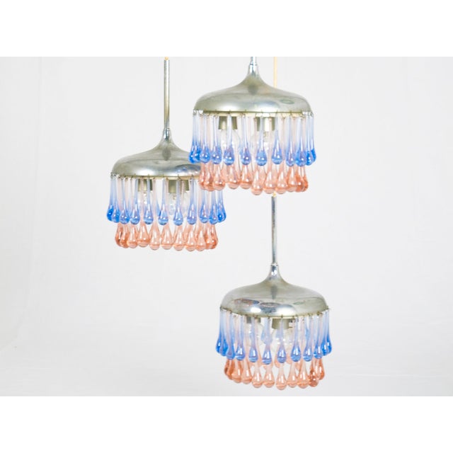 Italian Chrome Plated Metal and Glass Pendant Lamp from Stilnovo, 1960s For Sale - Image 6 of 9