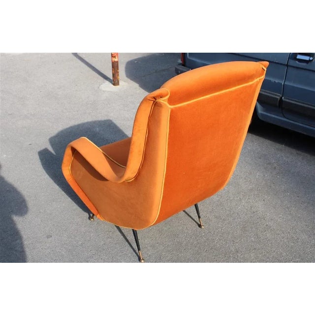 1950s Italian Lounge Chair in Orange Velvet by Aldo Mordelli for ISA, 1950s For Sale - Image 5 of 11