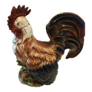 Vintage Italian Hand Painted Rooster - 16” For Sale