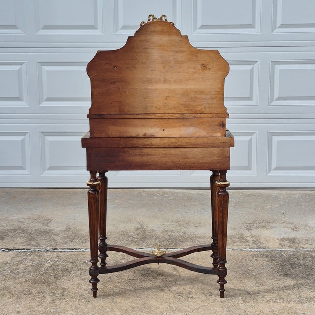 19th Century Antique French Regency Inlaid Rosewood Bronze Mounted Ladies Tiered Writing Desk (Bonheur Du Jour) For Sale - Image 13 of 16